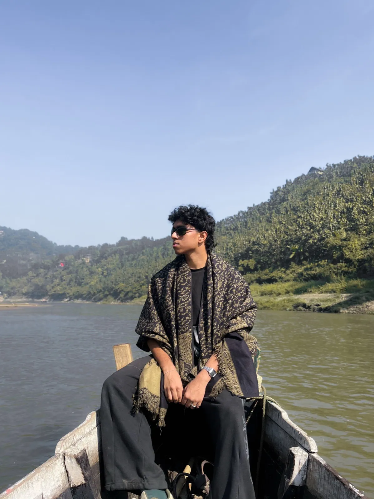 Draped shawl on the river